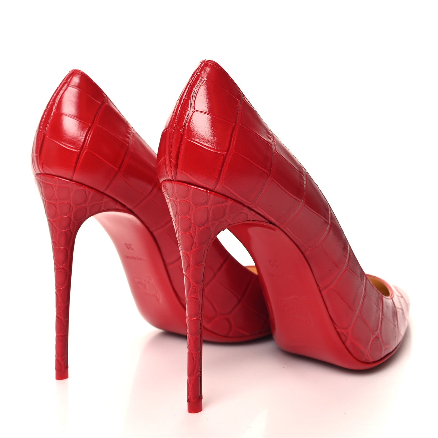 Calfskin Crocodile Embossed Kate 100 Pumps 38 Red