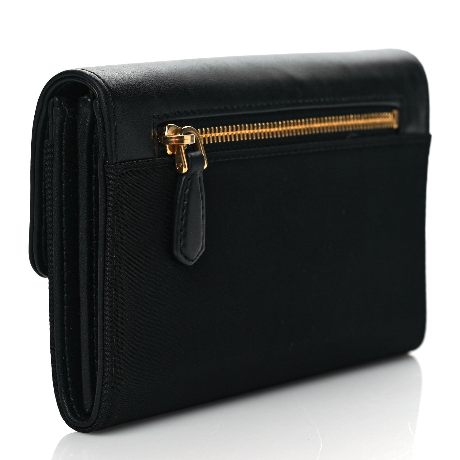 Prada Tessuto Nylon Soft Calf Wristlet Wallet Black 3 of 7