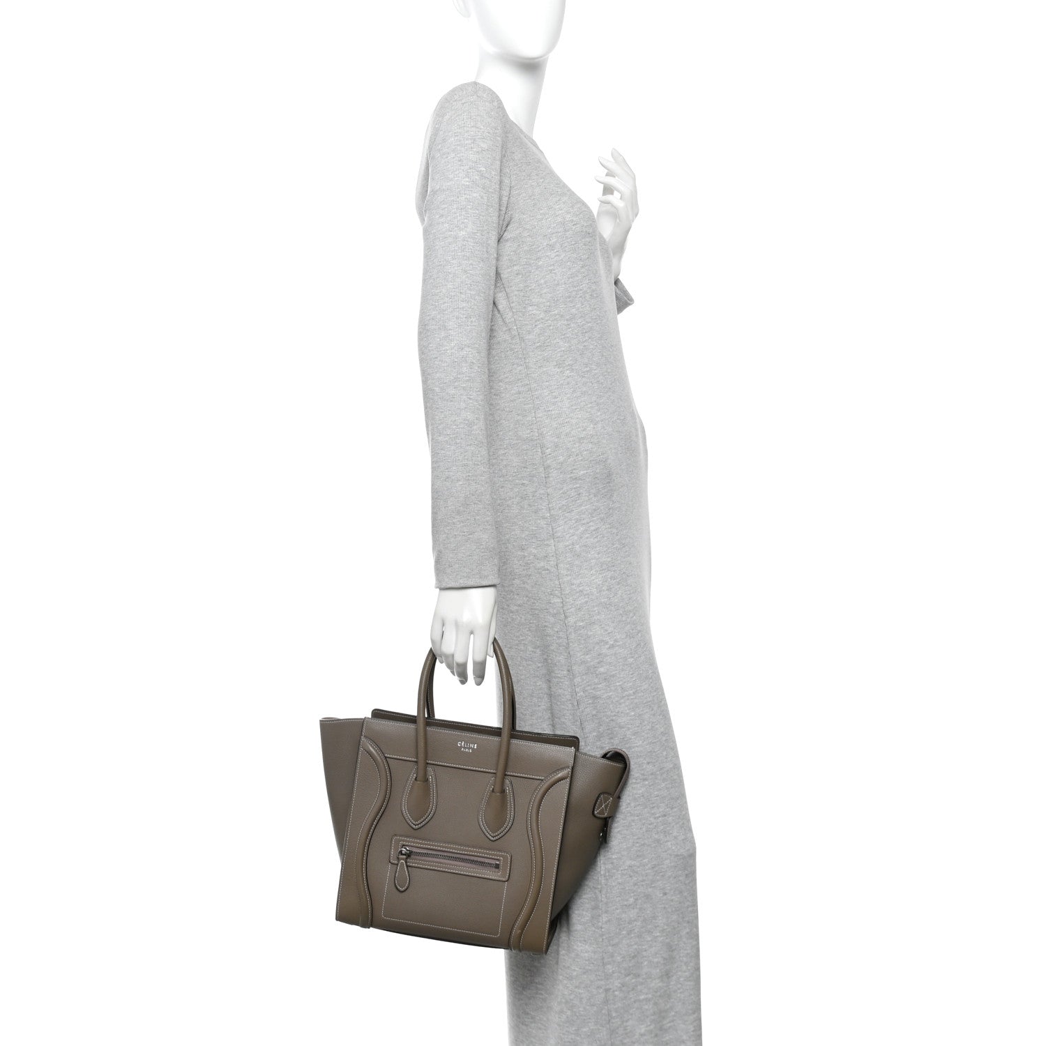 Celine Drummed Calfskin Micro Luggage Souris 2 of 10