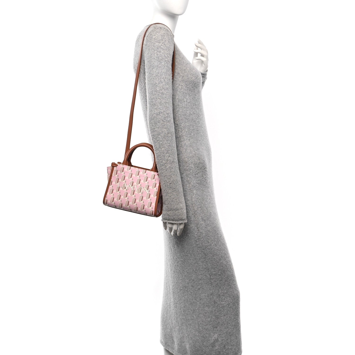 Lanvin Calfskin Canvas 3D JL Printed Nano In & Out Tote Pink 2 of 9