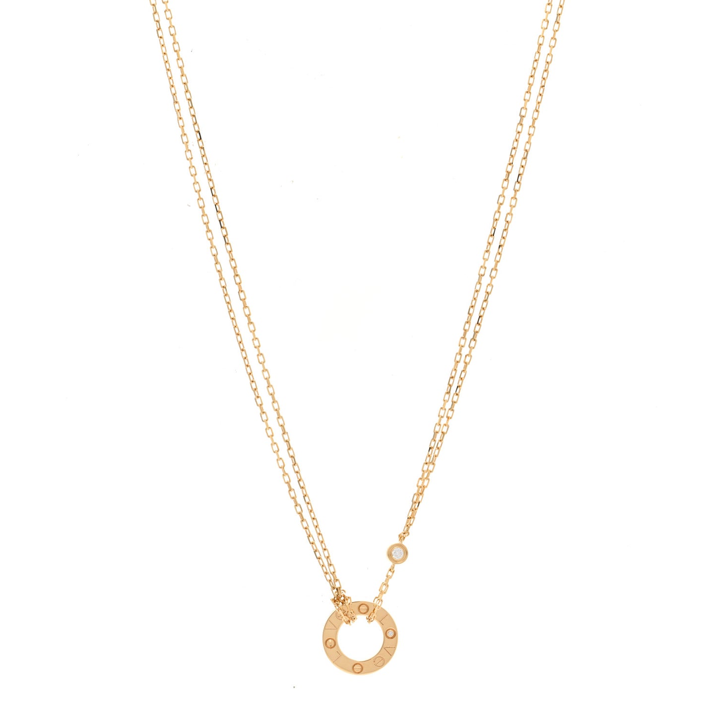 18K Yellow Gold 2 Diamond LOVE Necklace