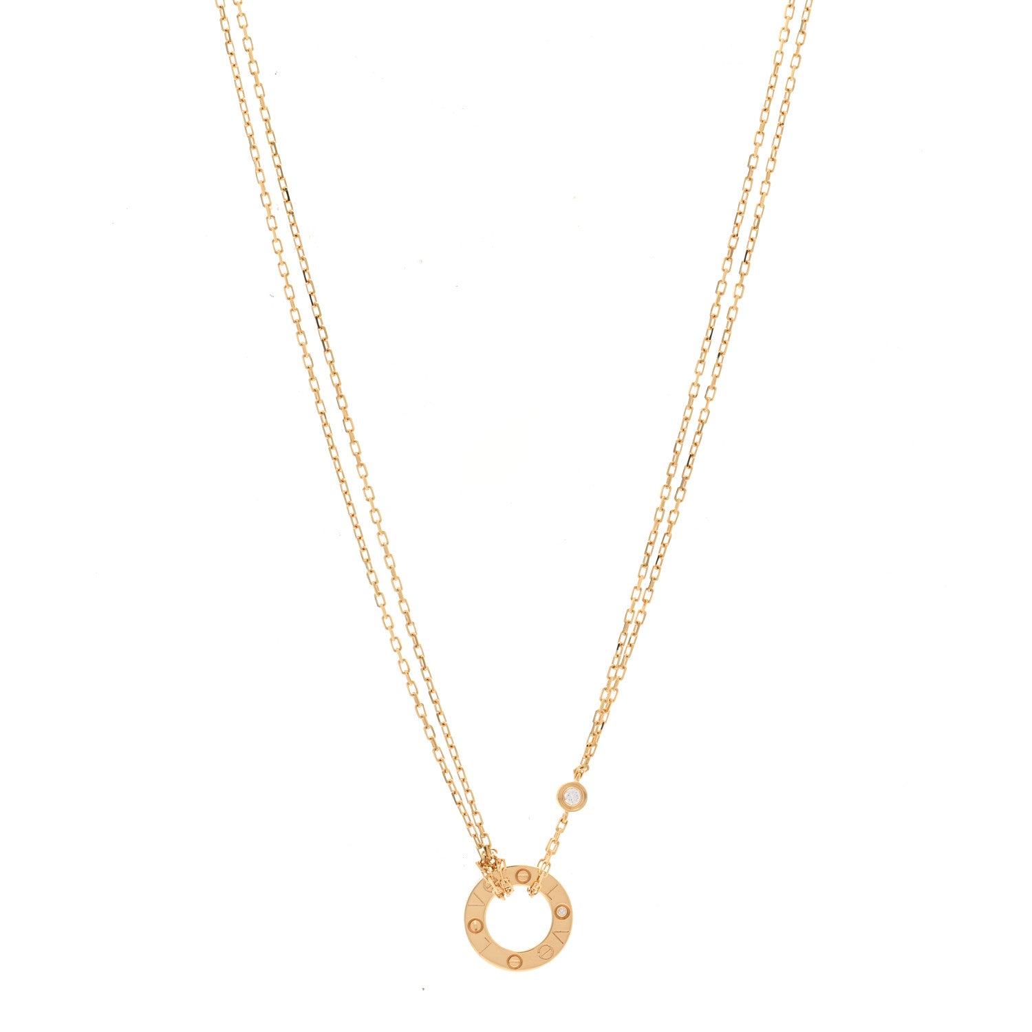 Cartier 18K Yellow Gold 2 Diamond LOVE Necklace 1 of 4