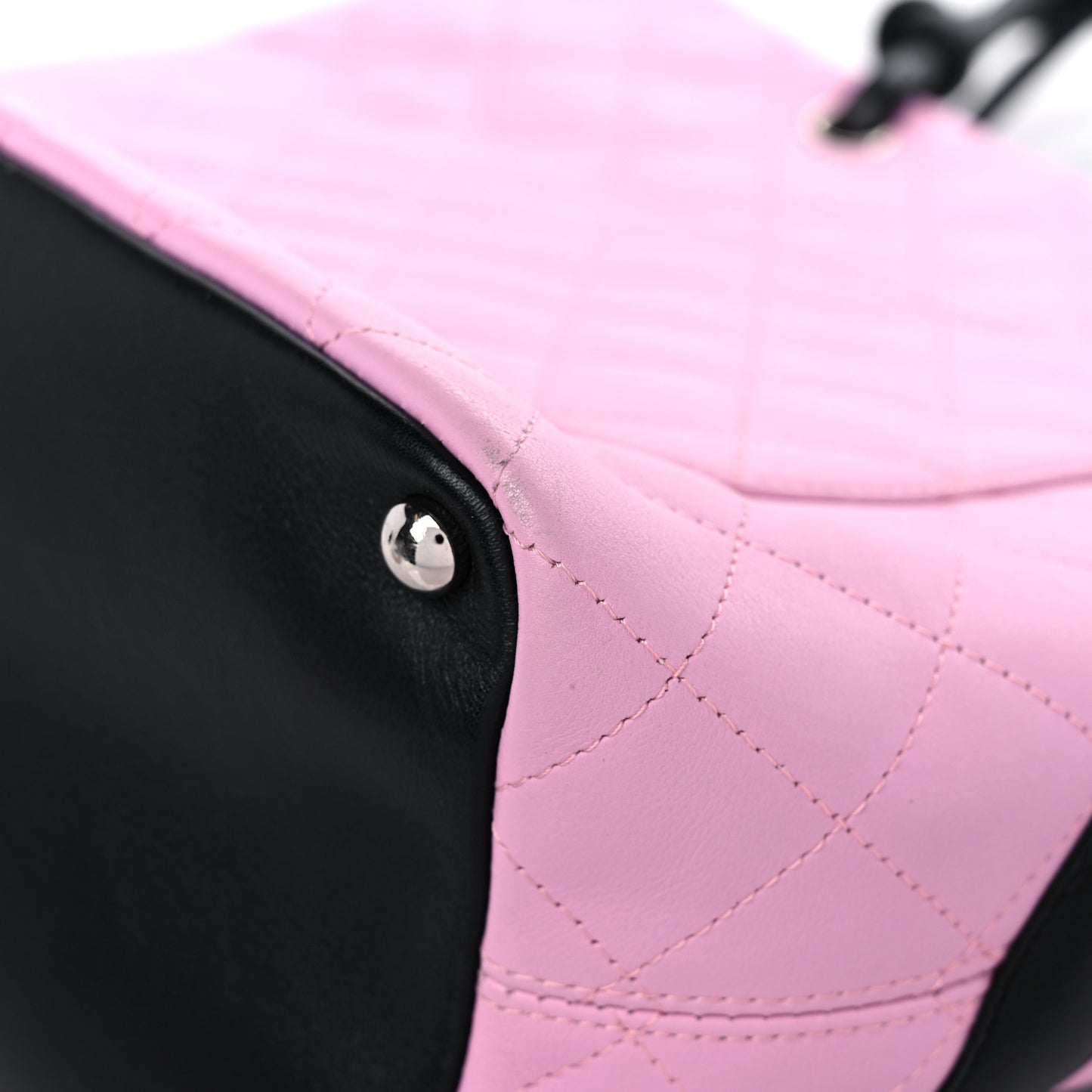 Calfskin Quilted Medium Cambon Tote Pink Black