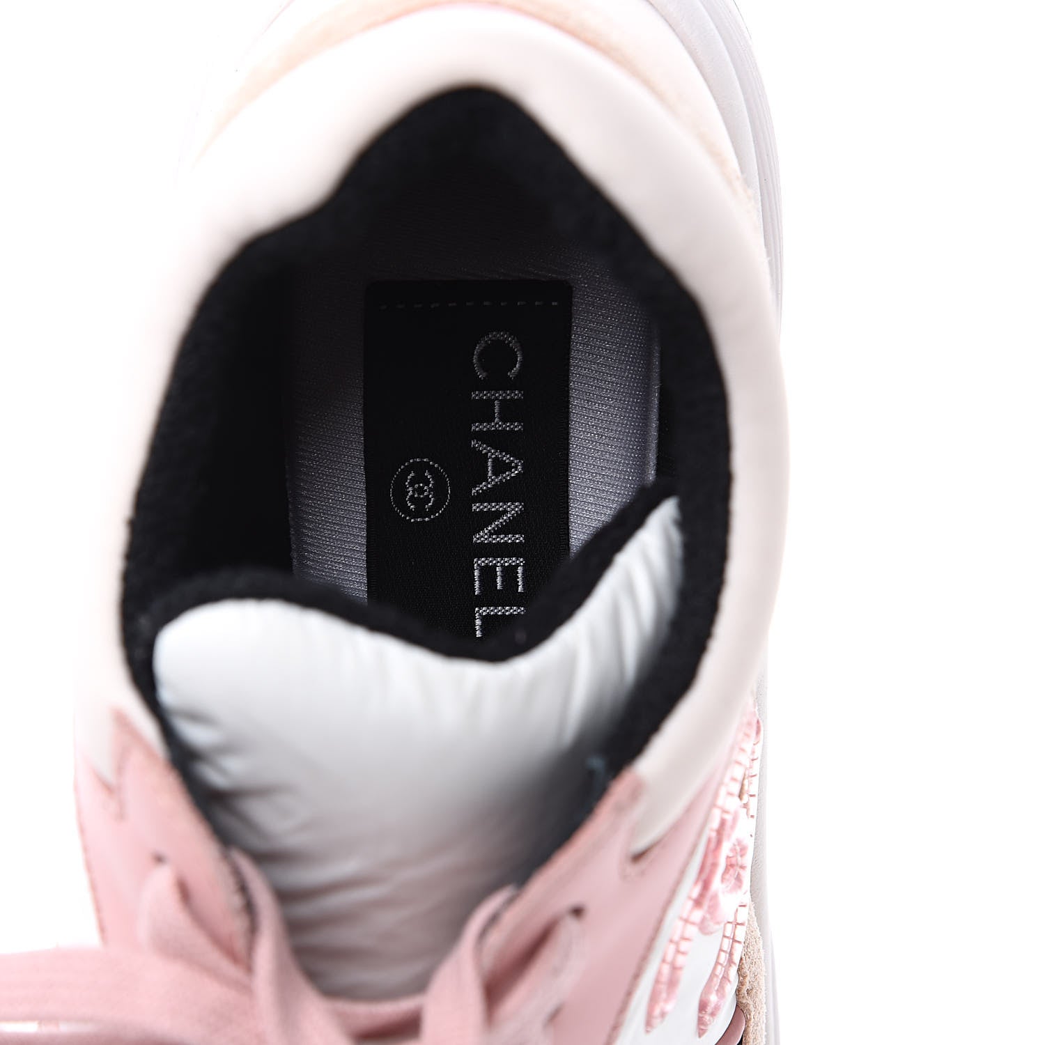 Chanel Nylon Lambskin Suede Calfskin CC Sneakers 36.5 Pink 7 of 8