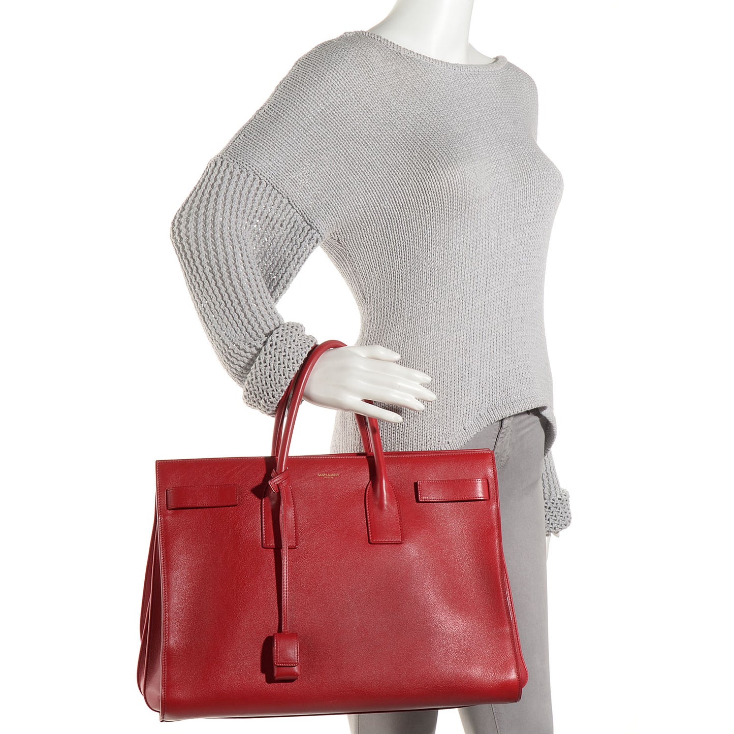 Calfskin Large Sac de Jour Carryall Lipstick Red