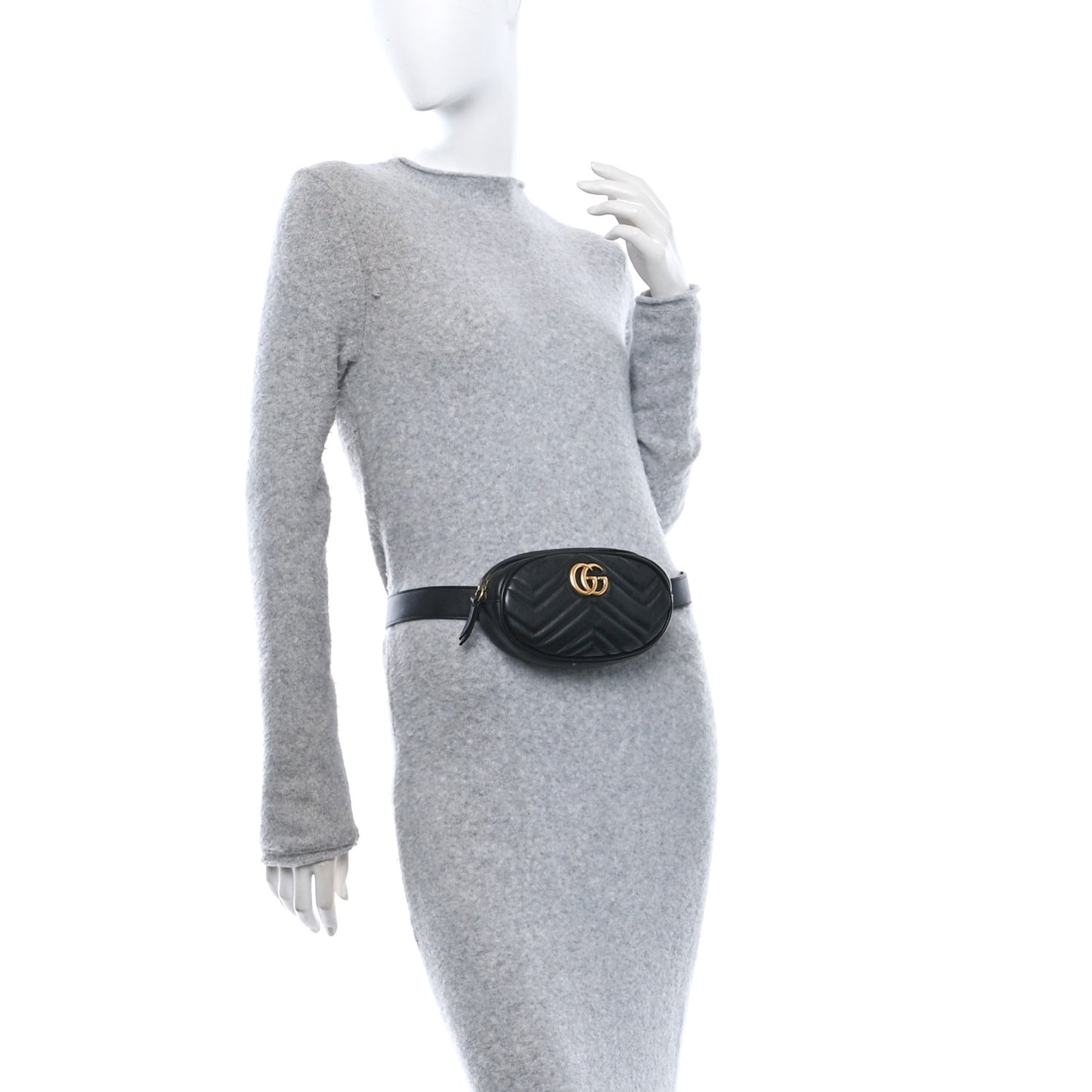 Calfskin Matelasse GG Marmont Belt Bag 85 34 Black