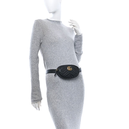 Gucci Calfskin Matelasse GG Marmont Belt Bag 85 34 Black 2 of 10