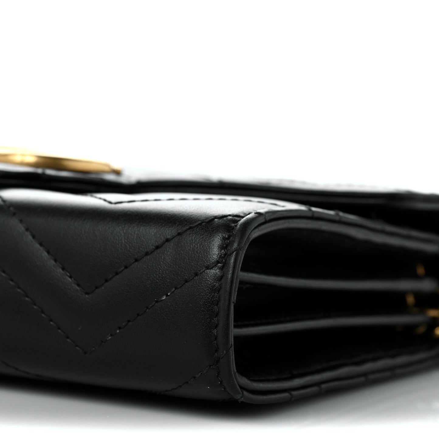 Calfskin Matelasse GG Marmont Chain Wallet Black