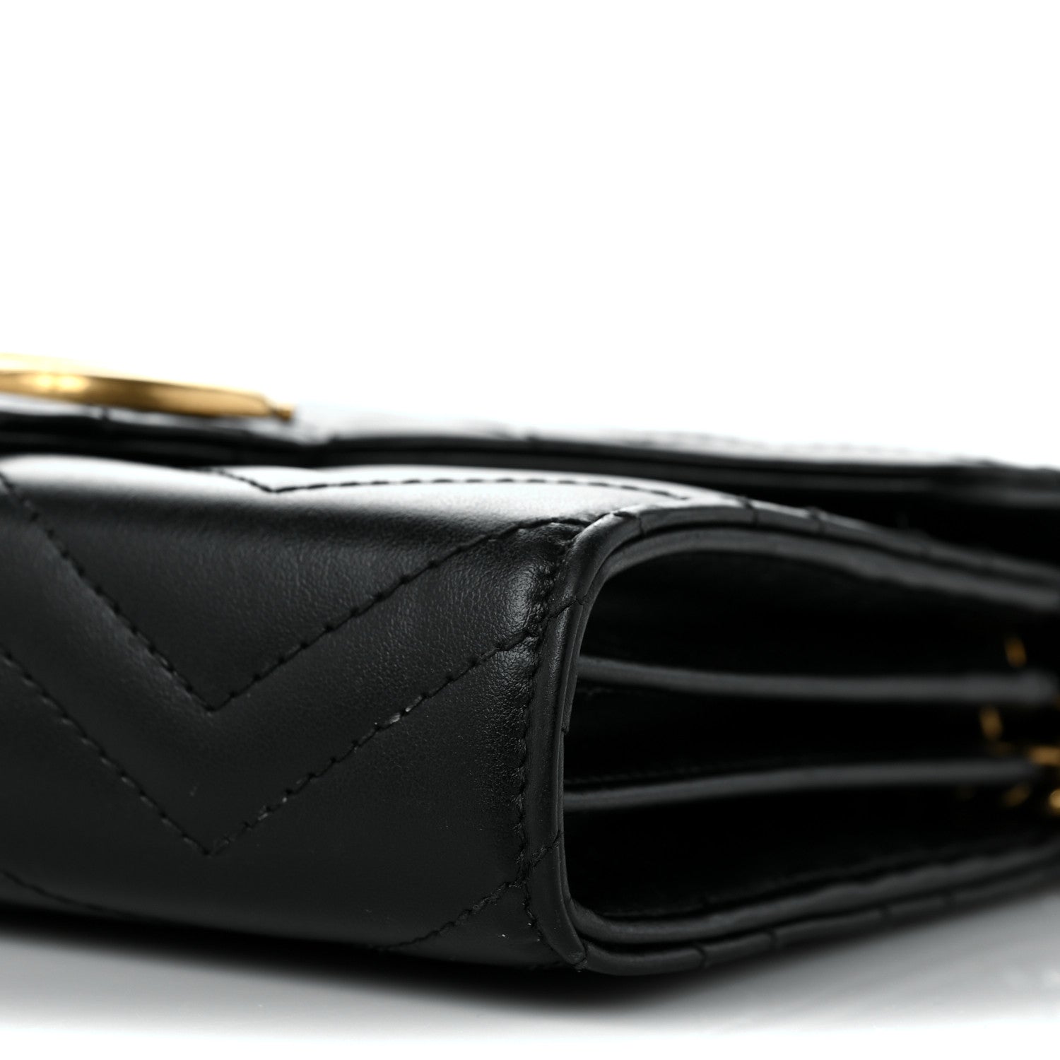 Gucci Calfskin Matelasse GG Marmont Chain Wallet Black 8 of 9