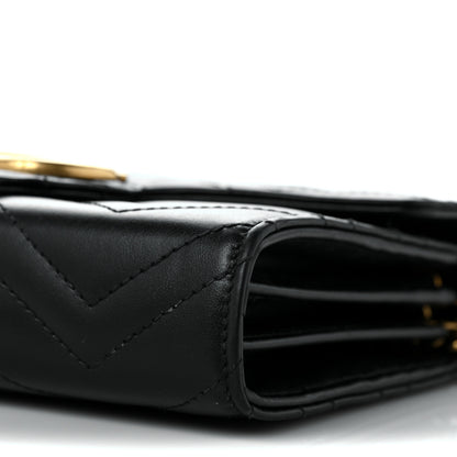 Gucci Calfskin Matelasse GG Marmont Chain Wallet Black 8 of 9