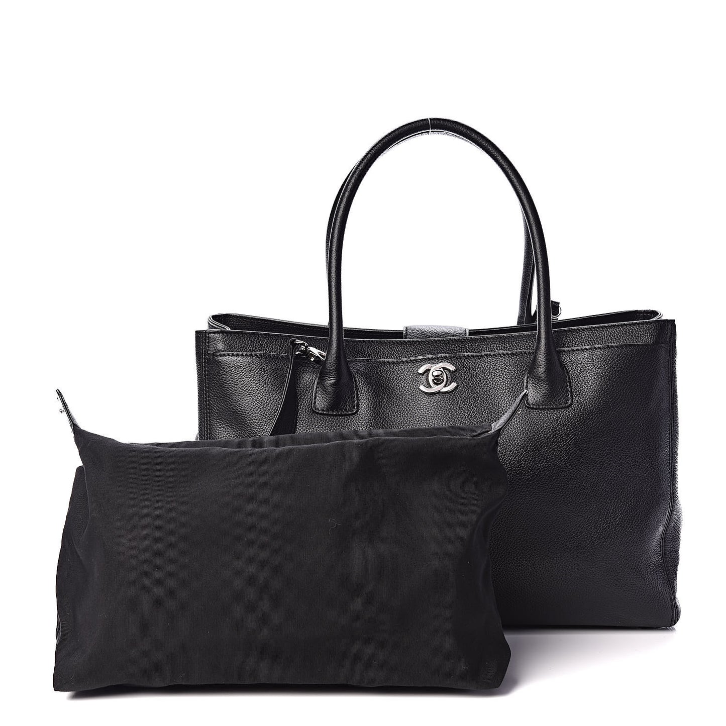 Calfskin Cerf Executive Shopper Tote Black
