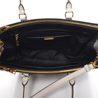 Prada Saffiano Lux Bi-Color Medium Galleria Double Zip Tote Black White 7 of 10