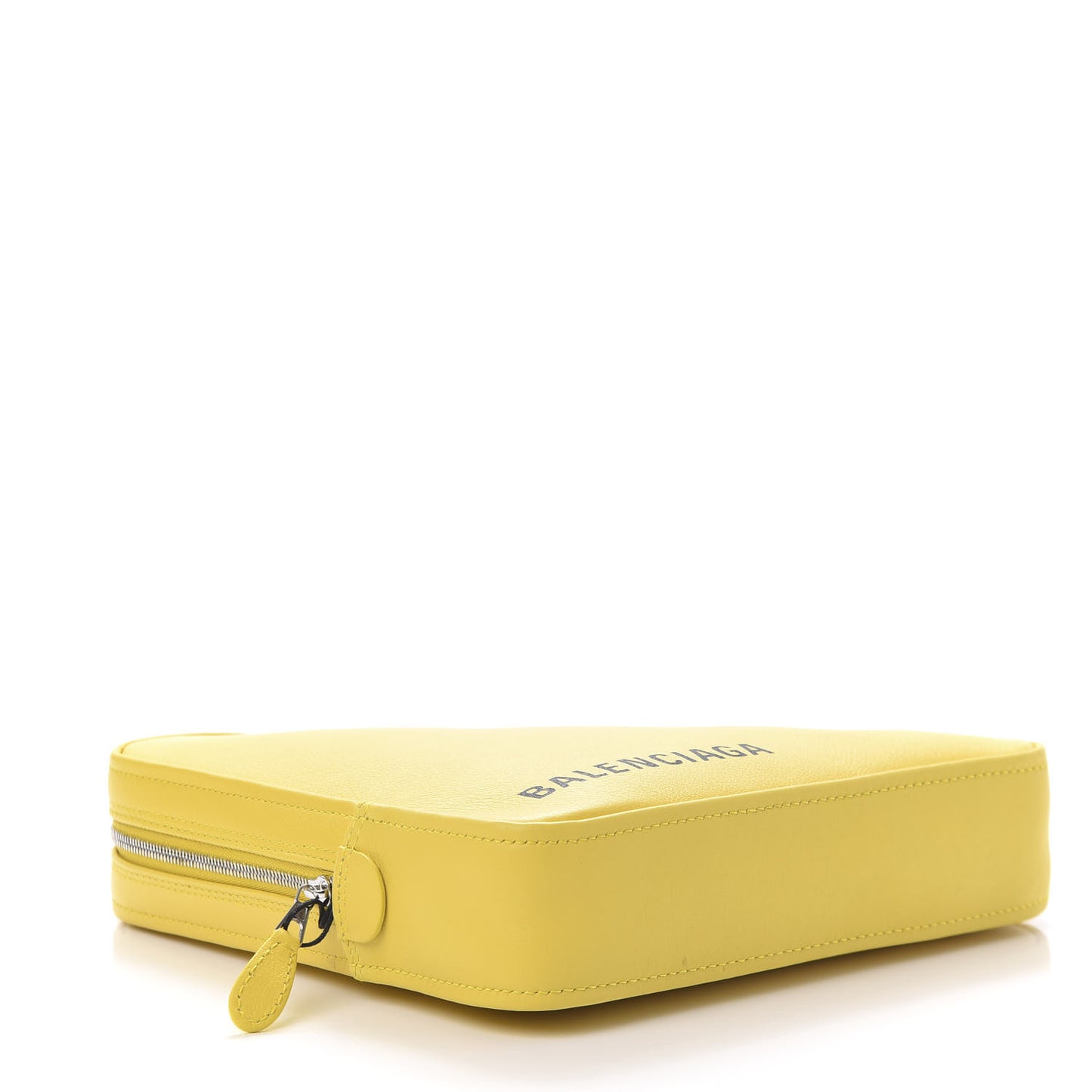 Shiny Day Calfskin Logo M Triangle Pouch Jaune Black