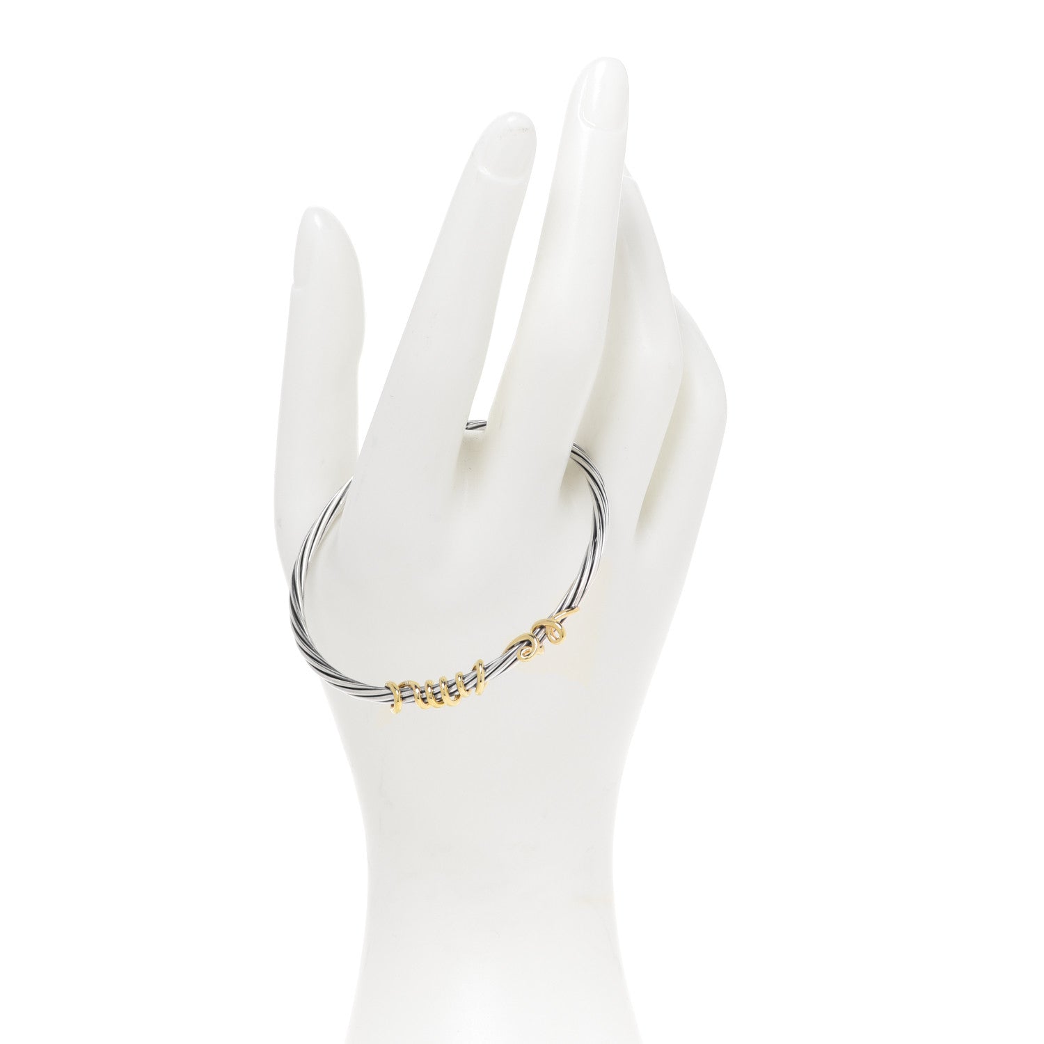 David Yurman Sterling Silver 14K Yellow Gold DY Whispers Te Amo Bracelet 2 of 4