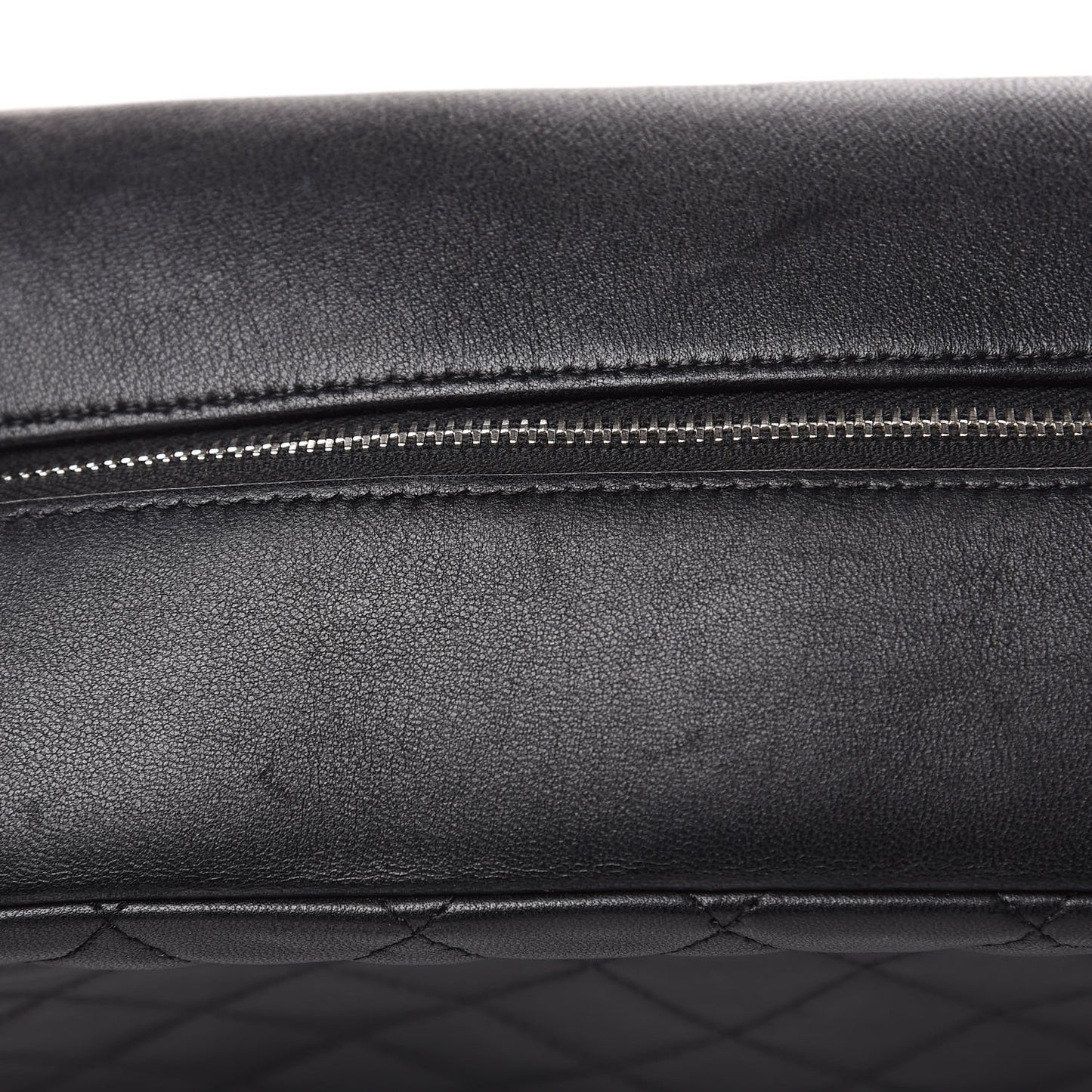Lambskin Quilted Large Curvy Pouch Cosmetic Case Black
