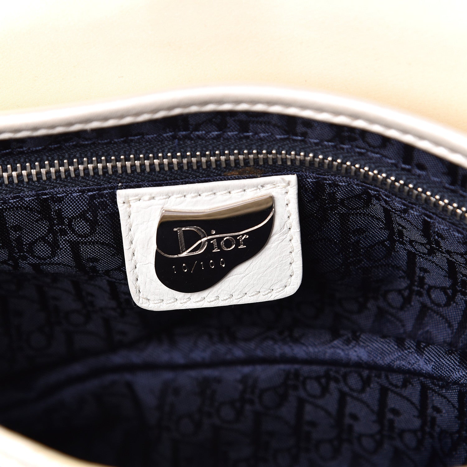 Christian Dior Satin Sequin Embellished Saddle Bag White Blue 6 of 12