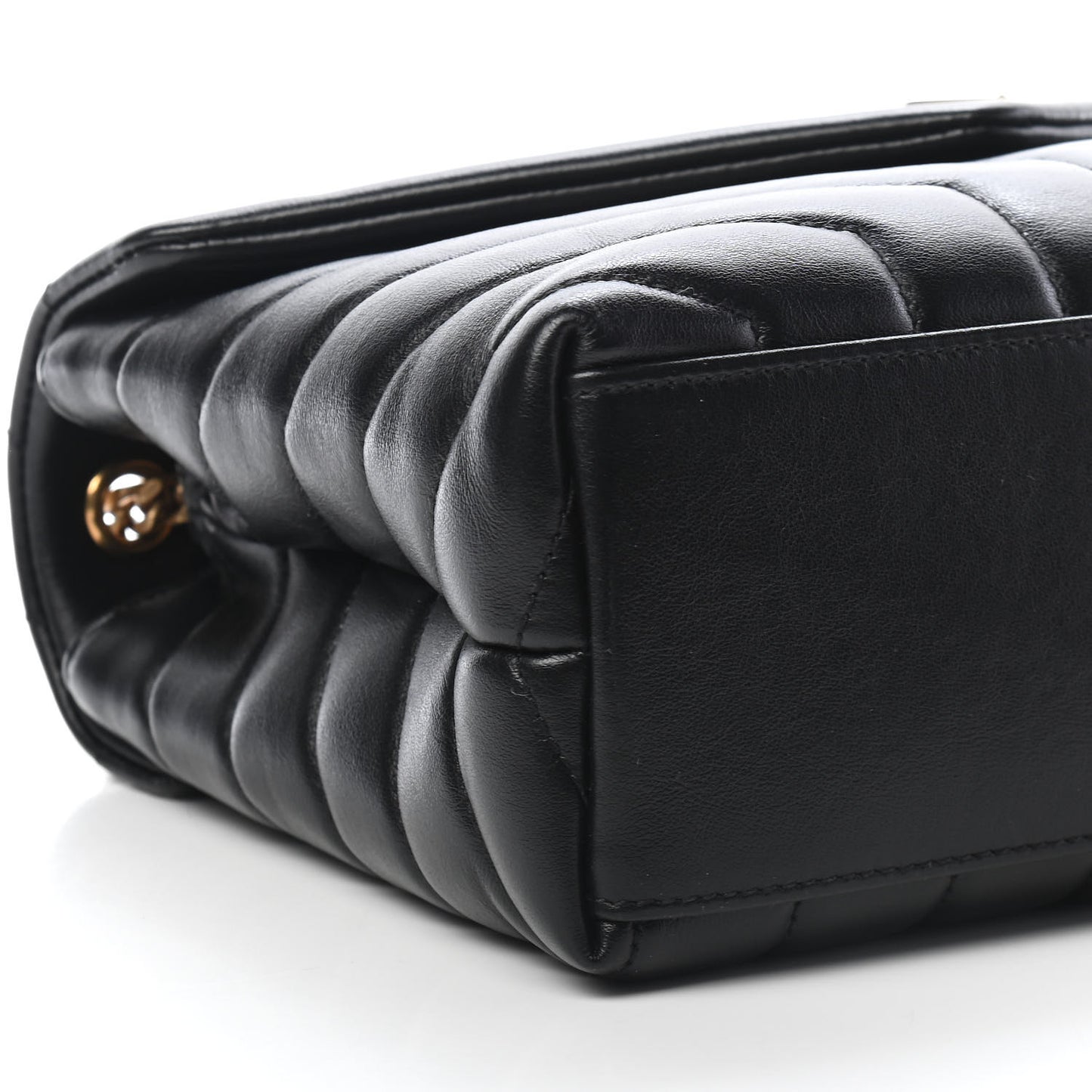 Calfskin Y Quilted Monogram Small Loulou Chain Satchel Black