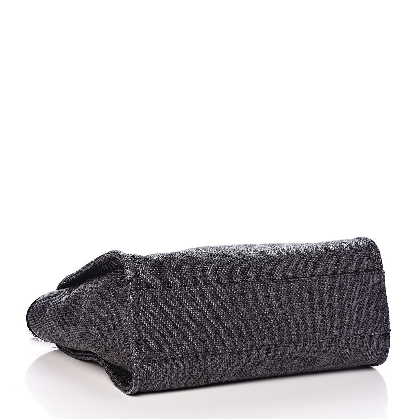 Woven Straw Raffia Small Deauville Tote Black