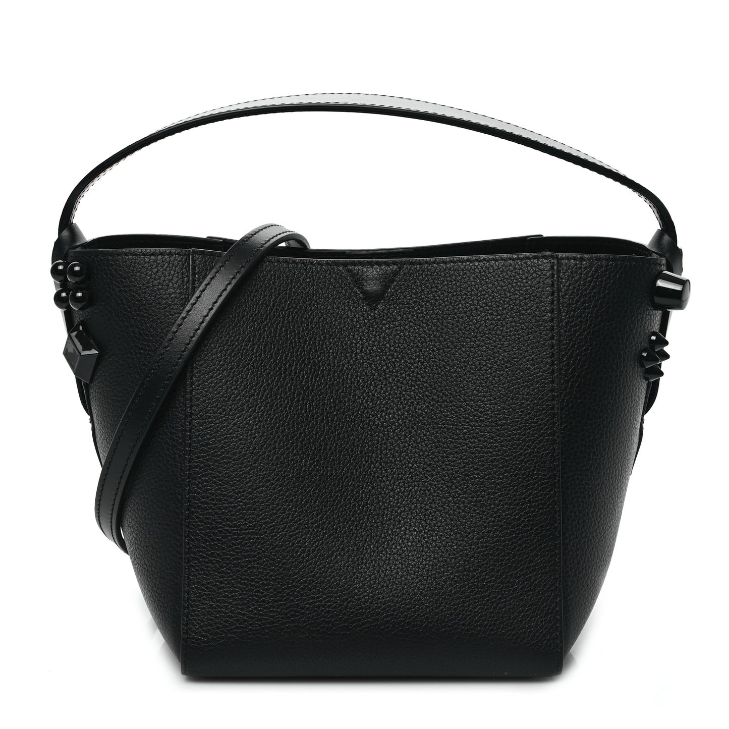 Calfskin Empire Spike Studded Mini Cabachic Bucket Bag Black
