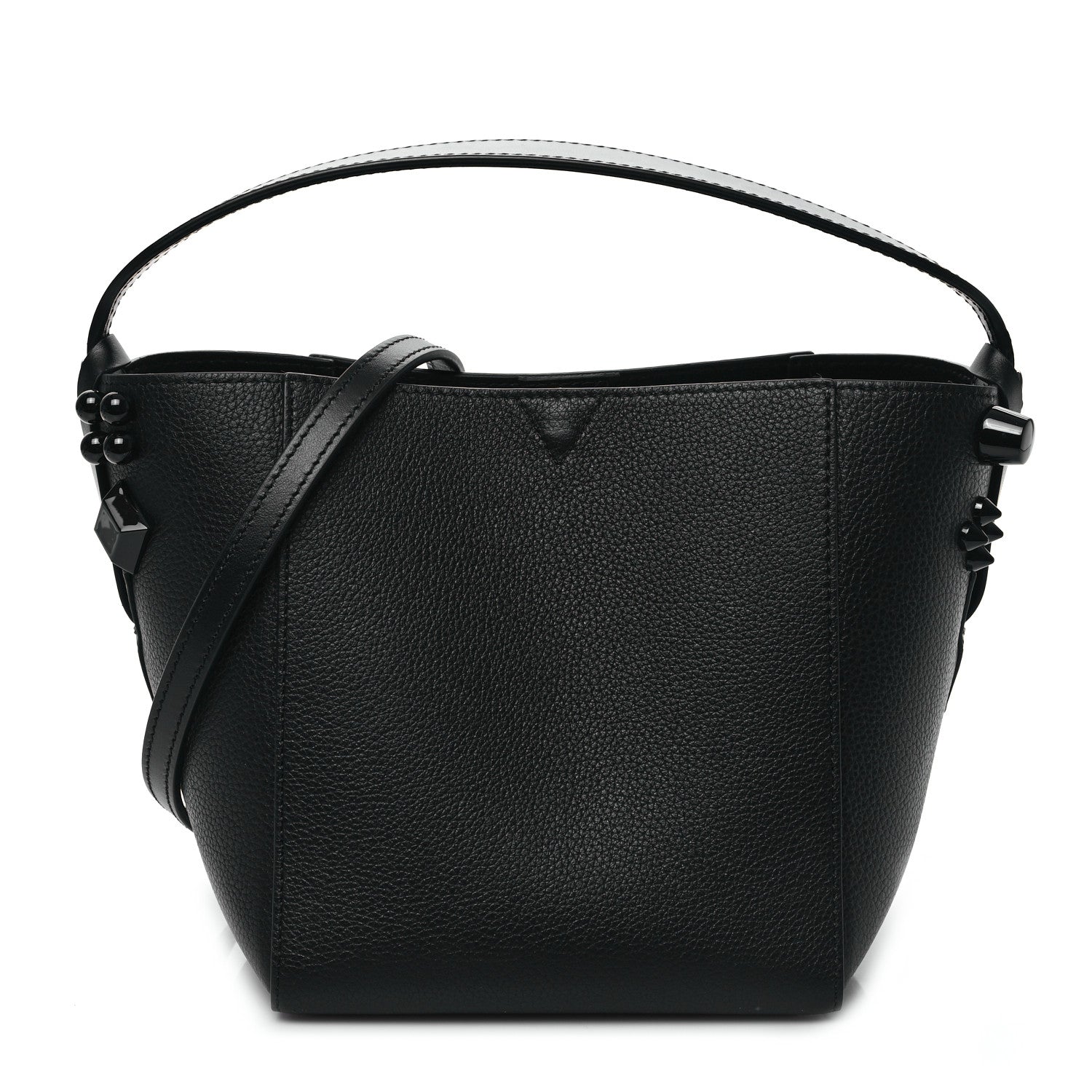 Christian Louboutin Calfskin Empire Spike Studded Mini Cabachic Bucket Bag Black 1 of 9