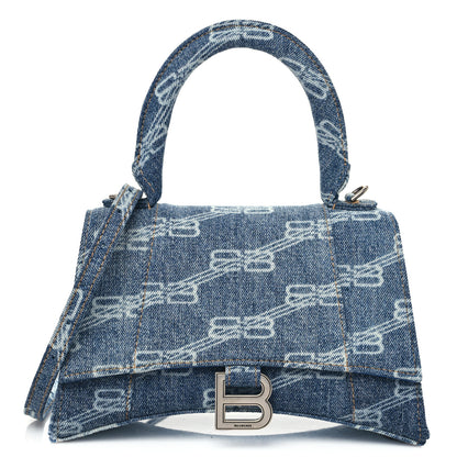 Balenciaga Denim BB Monogram Small Hourglass Top Handle Bag Blue 1 of 8