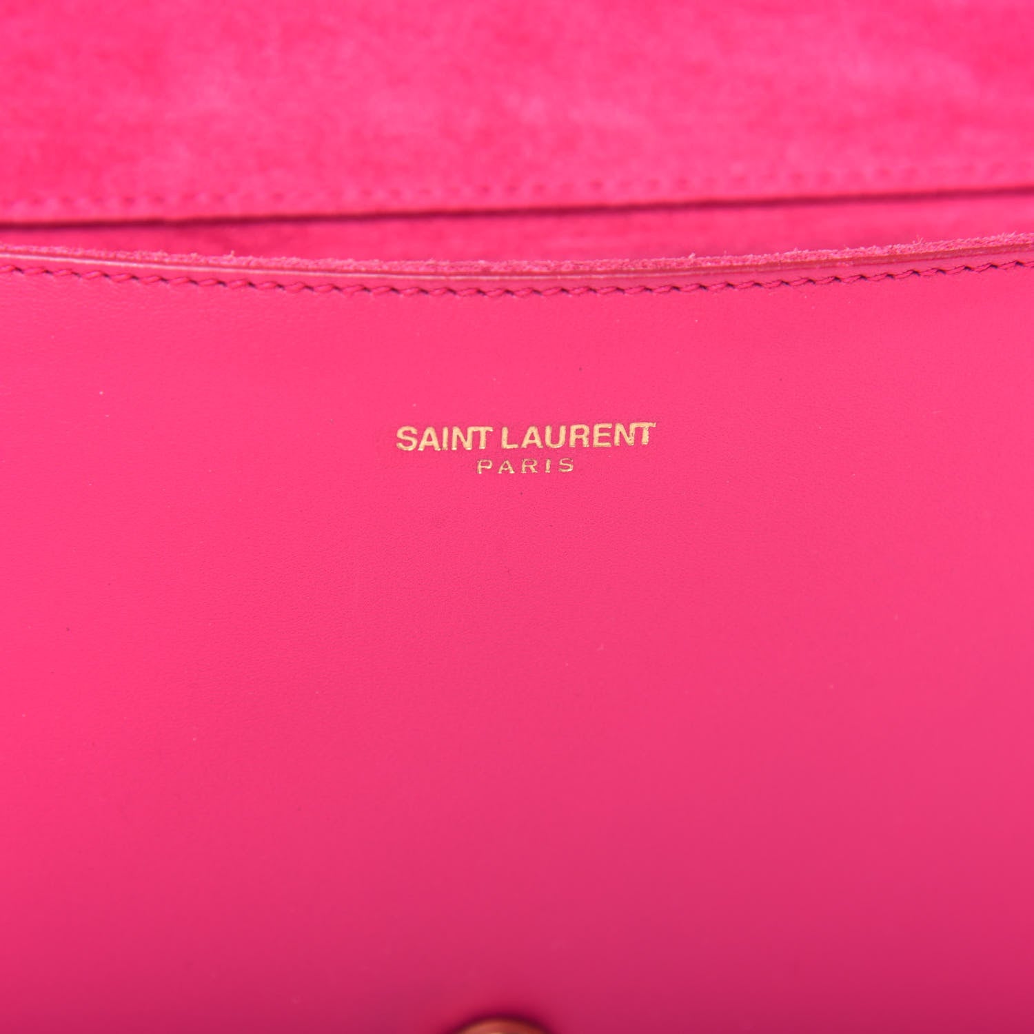 Saint Laurent Calfskin Classic Y Ligne Clutch Fuchsia 7 of 8