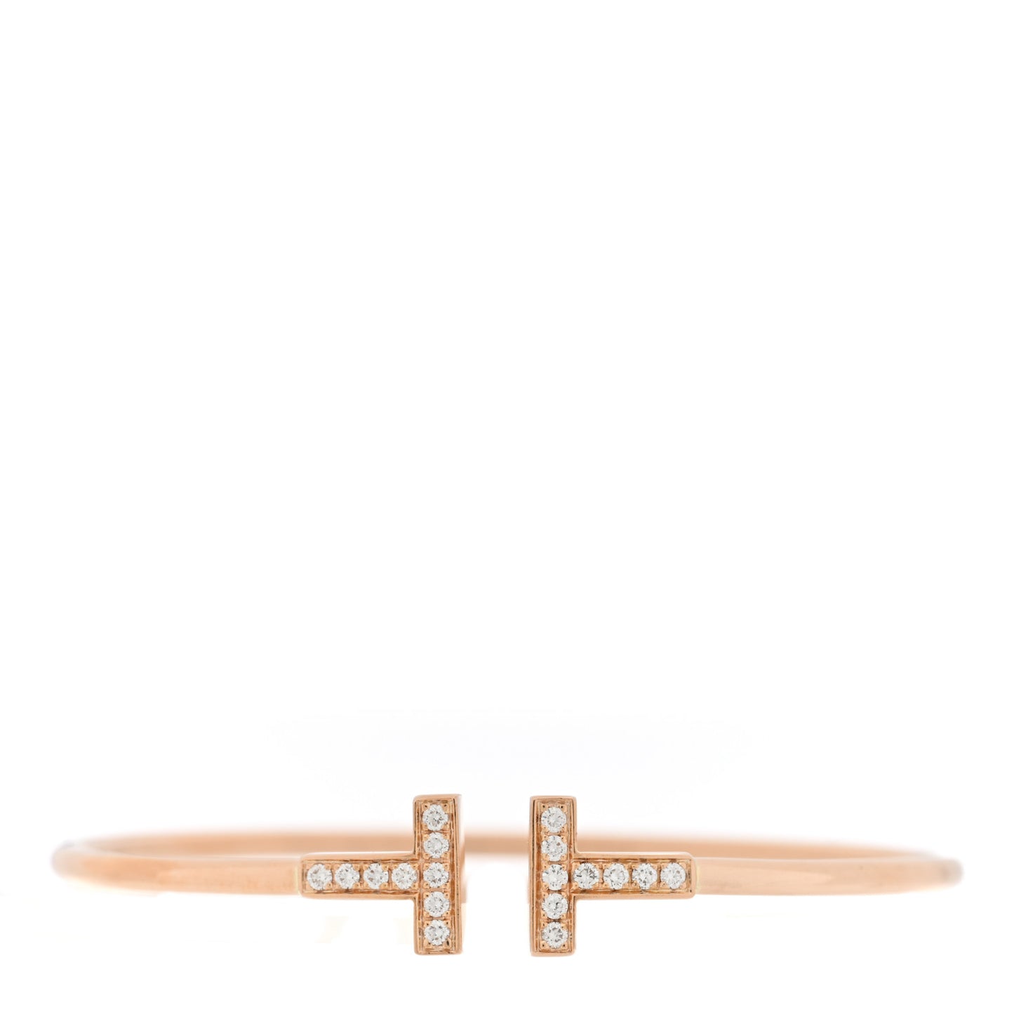 18K Rose Gold Diamond T Wire Bracelet