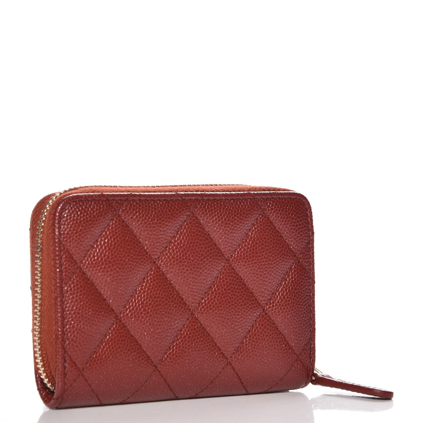 Caviar Quilted Zip Around Coin Purse Red
