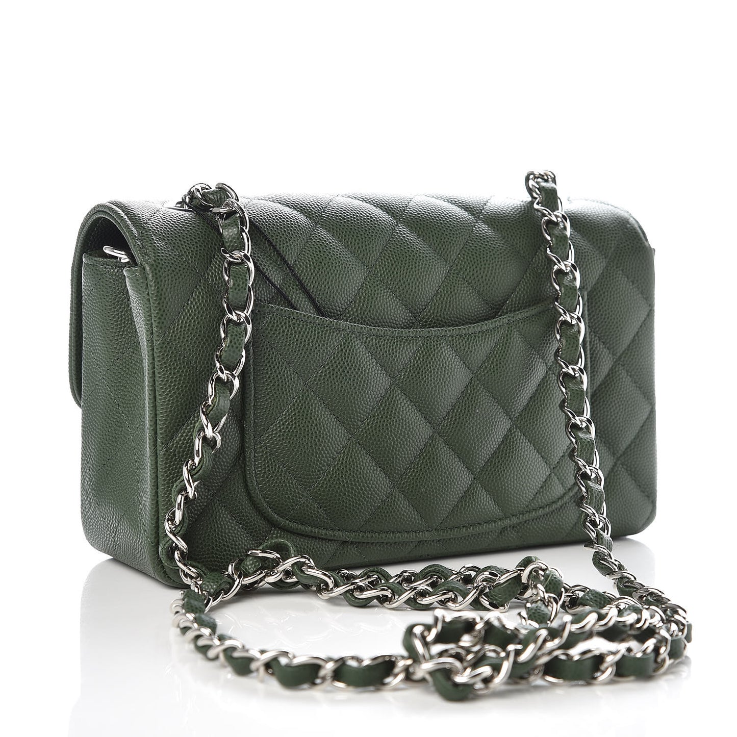 Caviar Quilted Mini Rectangular Flap Dark Green