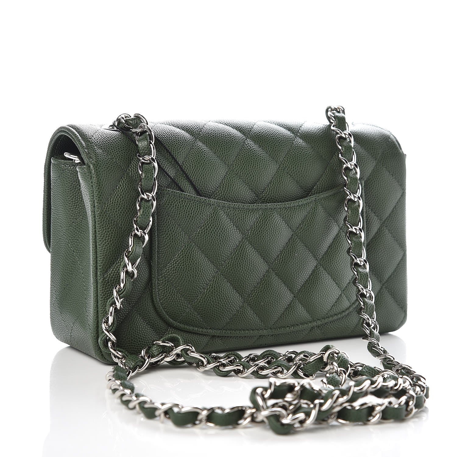 Chanel Caviar Quilted Mini Rectangular Flap Dark Green 3 of 9