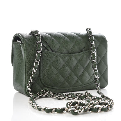 Chanel Caviar Quilted Mini Rectangular Flap Dark Green 3 of 9