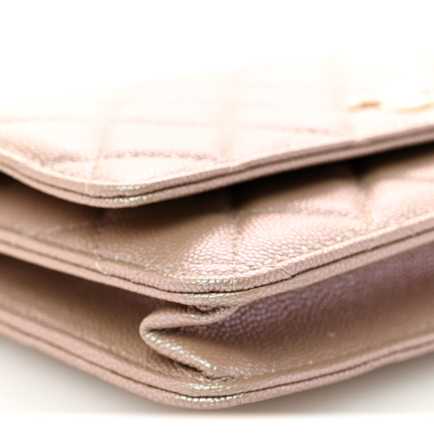 Chanel Iridescent Caviar Quilted Wallet on Chain WOC Beige 10 of 13