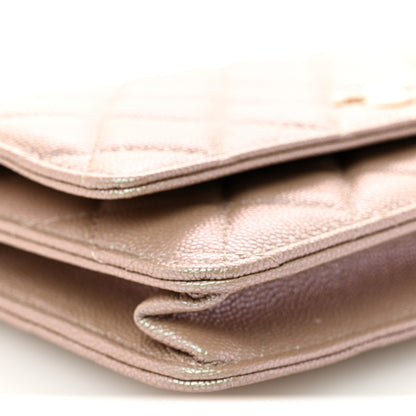 Chanel Iridescent Caviar Quilted Wallet on Chain WOC Beige 10 of 13