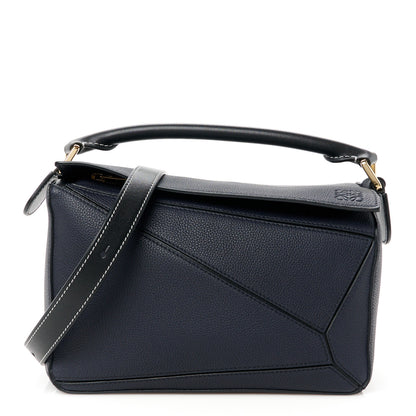 Loewe Calfskin Small Puzzle Bag Midnight Blue Black 1 of 10
