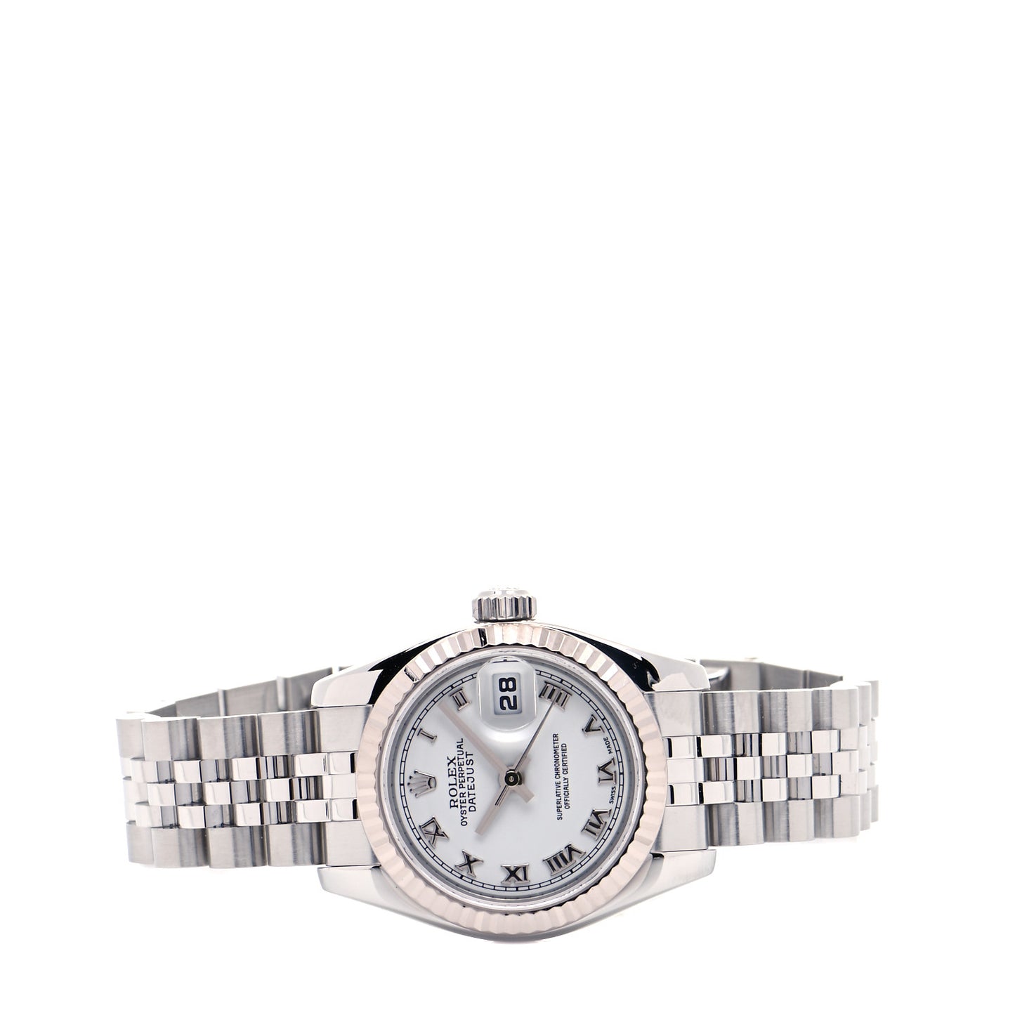 Stainless Steel 18K White Gold 26mm Oyster Perpetual Datejust Watch White Roman 179174