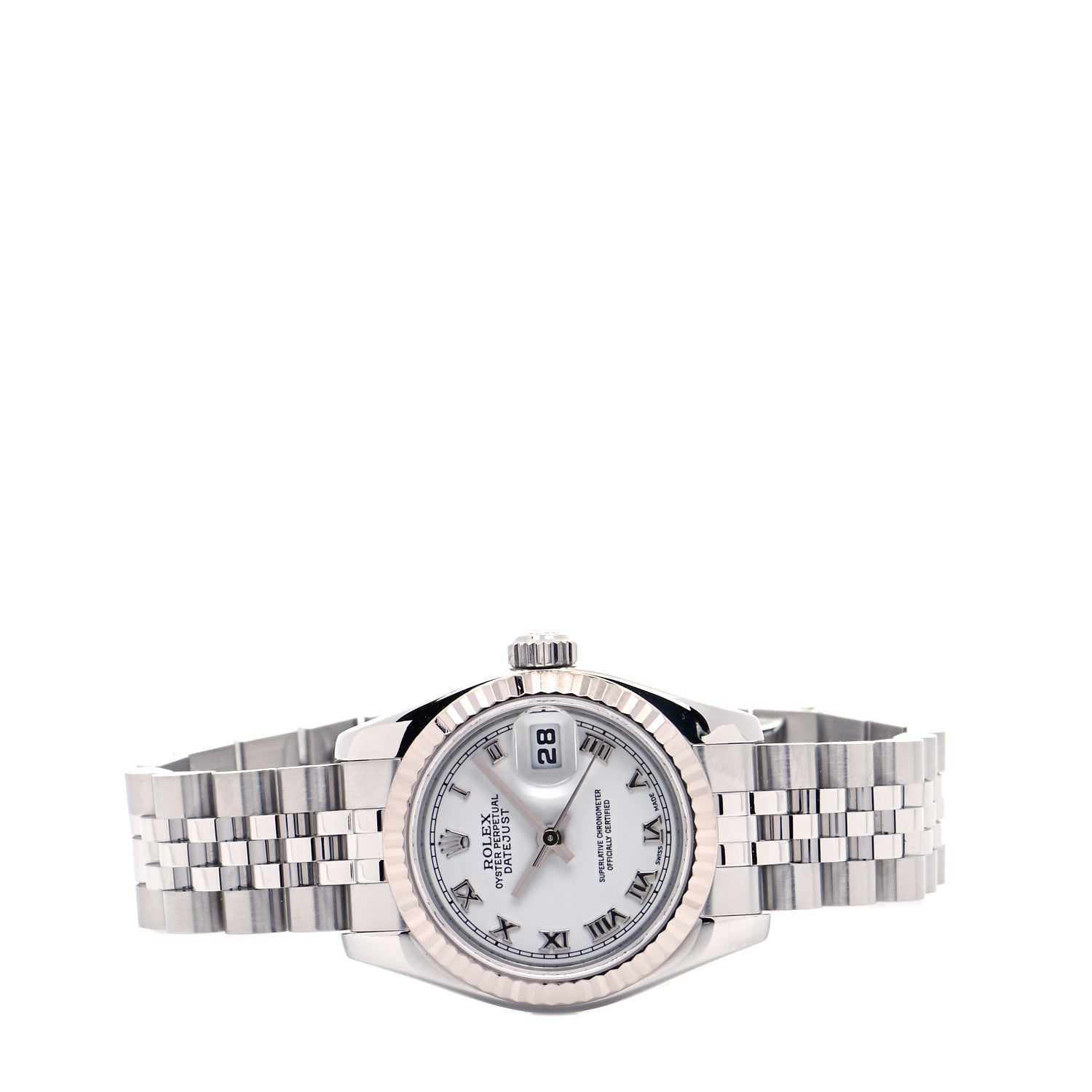 Rolex Stainless Steel 18K White Gold 26mm Oyster Perpetual Datejust Watch White Roman 179174 2 of 6