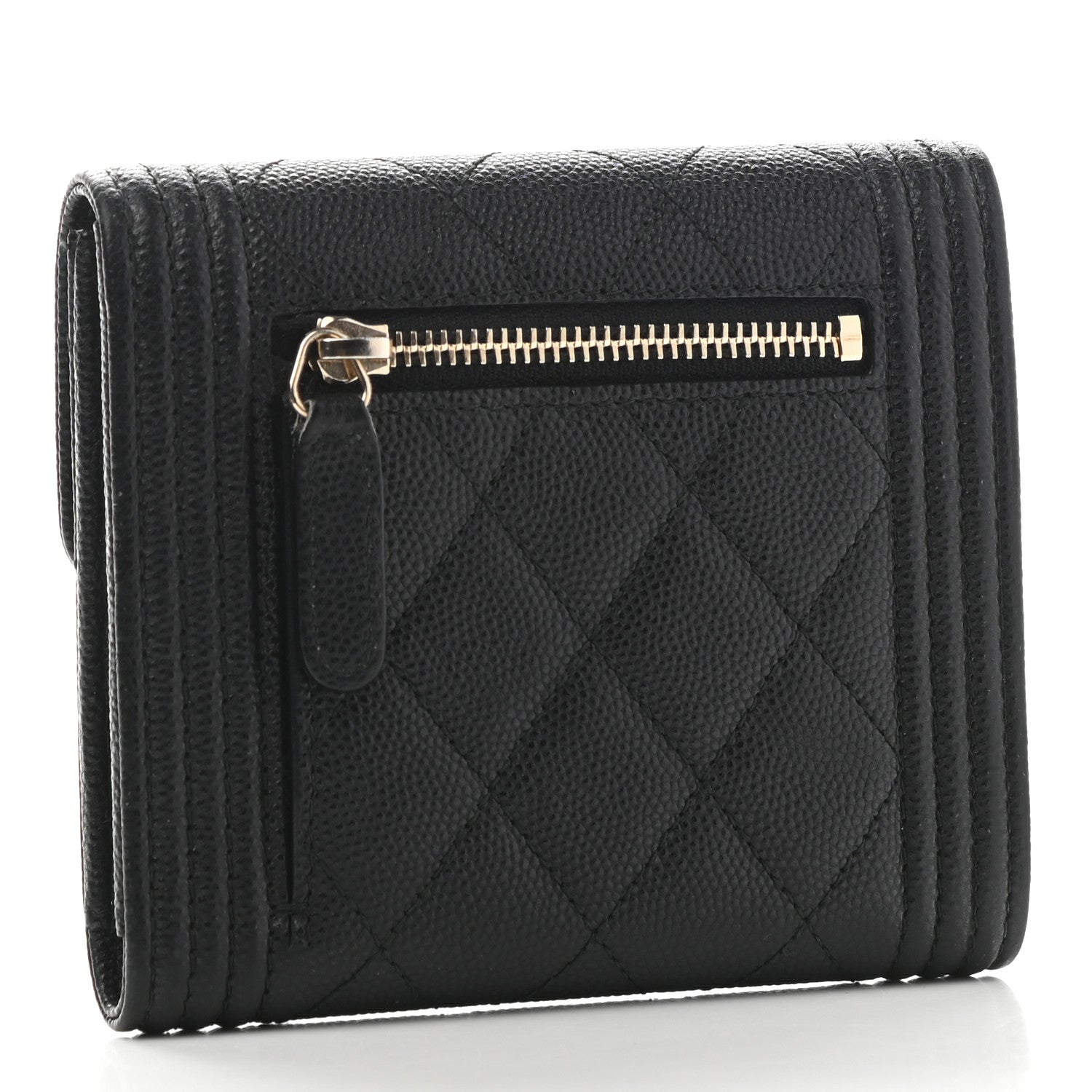 Chanel Caviar Quilted Compact Boy Wallet Black 2 of 8