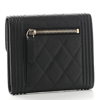 Chanel Caviar Quilted Compact Boy Wallet Black 2 of 8