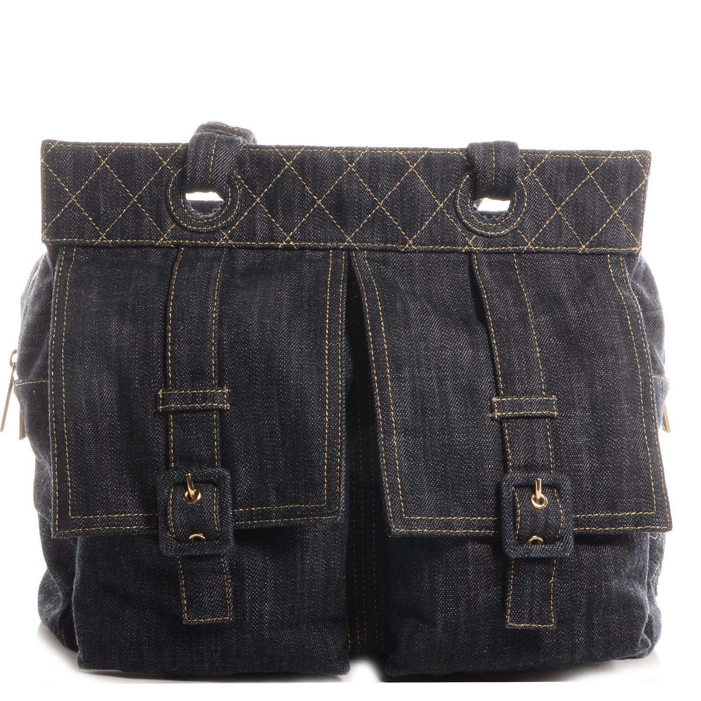 Denim CC Double Pocket Shoulder Bag