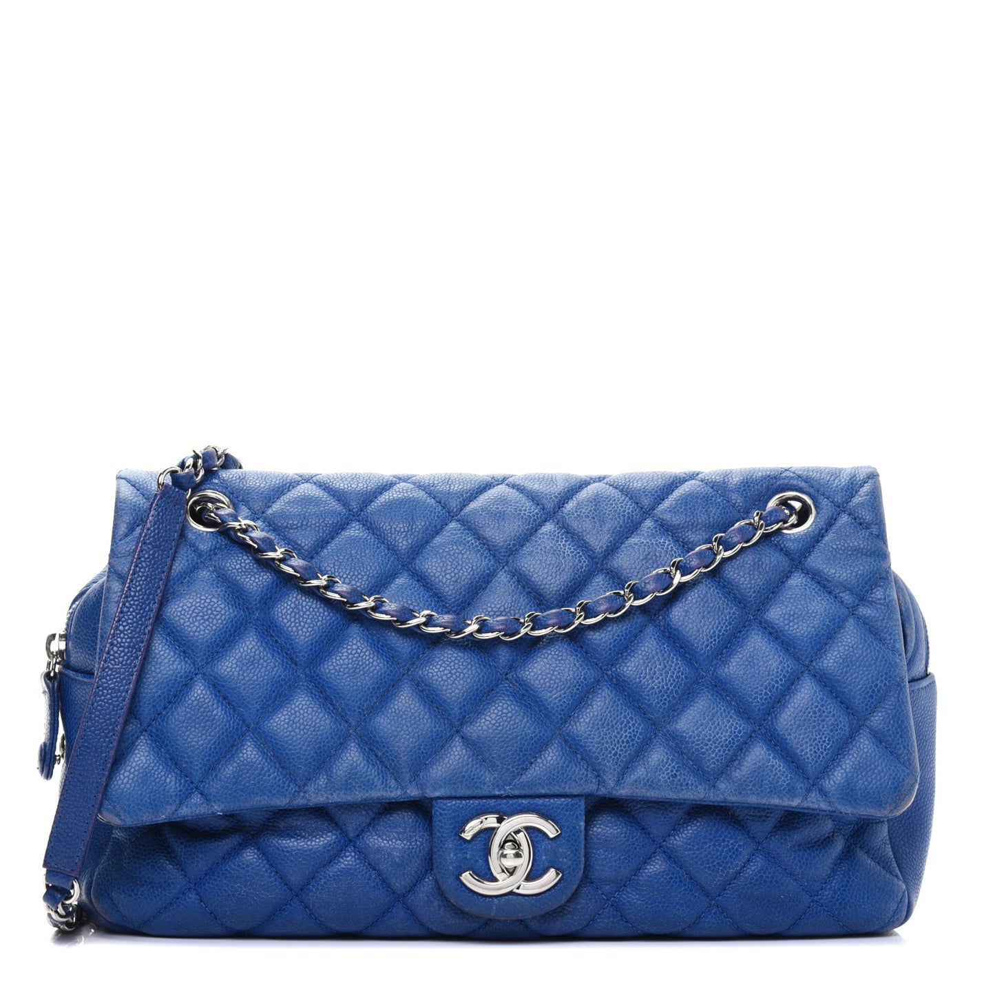 Caviar Quilted Jumbo Easy Flap Blue