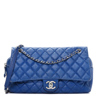 Chanel Caviar Quilted Jumbo Easy Flap Blue 1 of 35