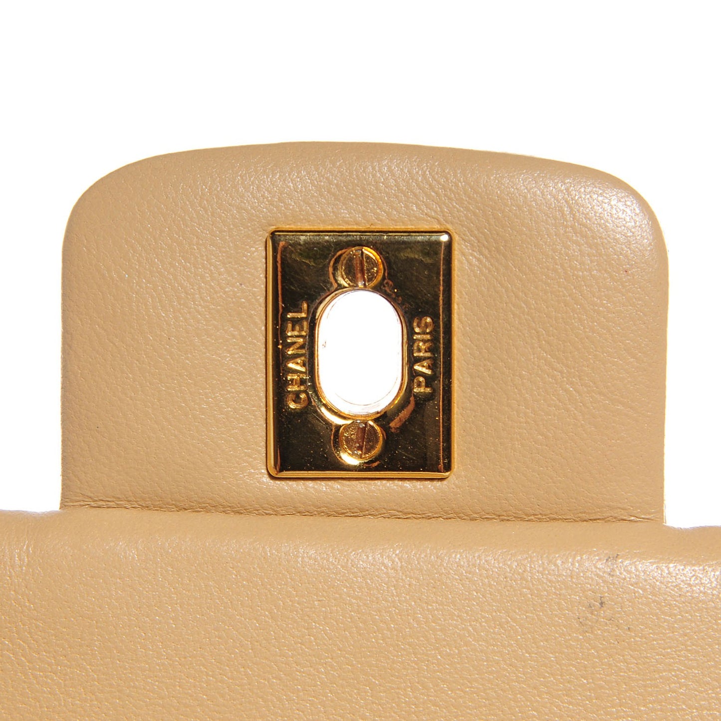Lambskin Quilted Medium Single Flap Beige