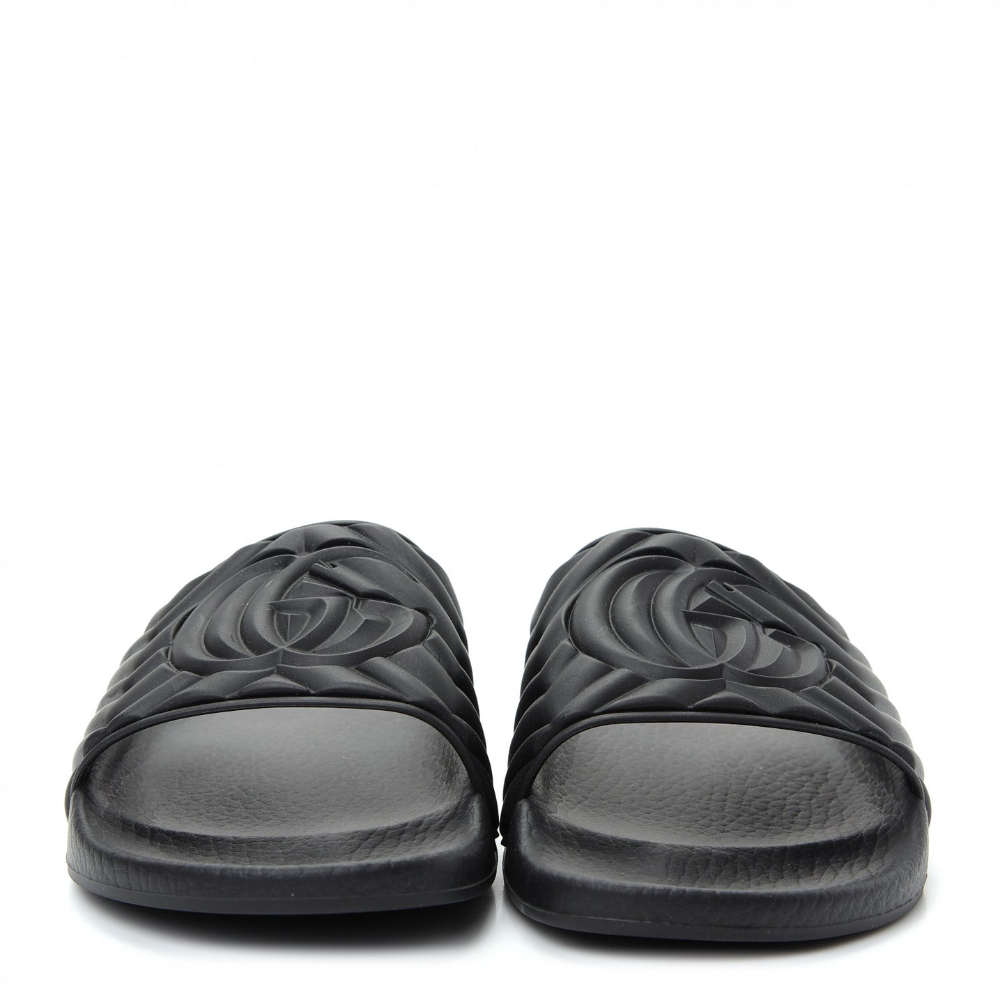 Rubber Matelasse Womens Slide Sandals 37 Black