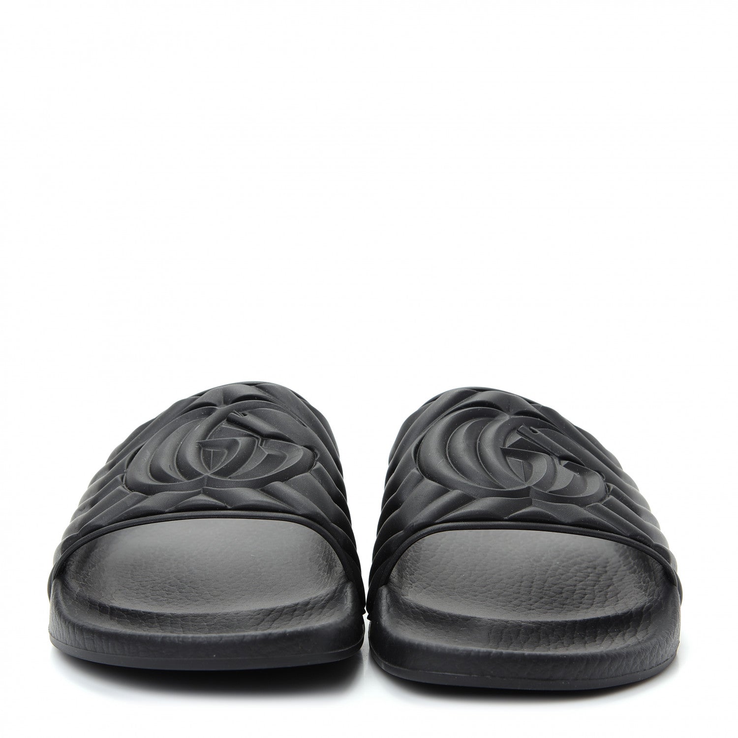 Gucci Rubber Matelasse Womens Slide Sandals 37 Black 2 of 11