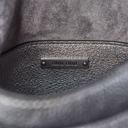 Miu Miu Goatskin Madras Soft Calf Crystal Embellished Dahlia Shoulder Bag Chrome 12 of 13