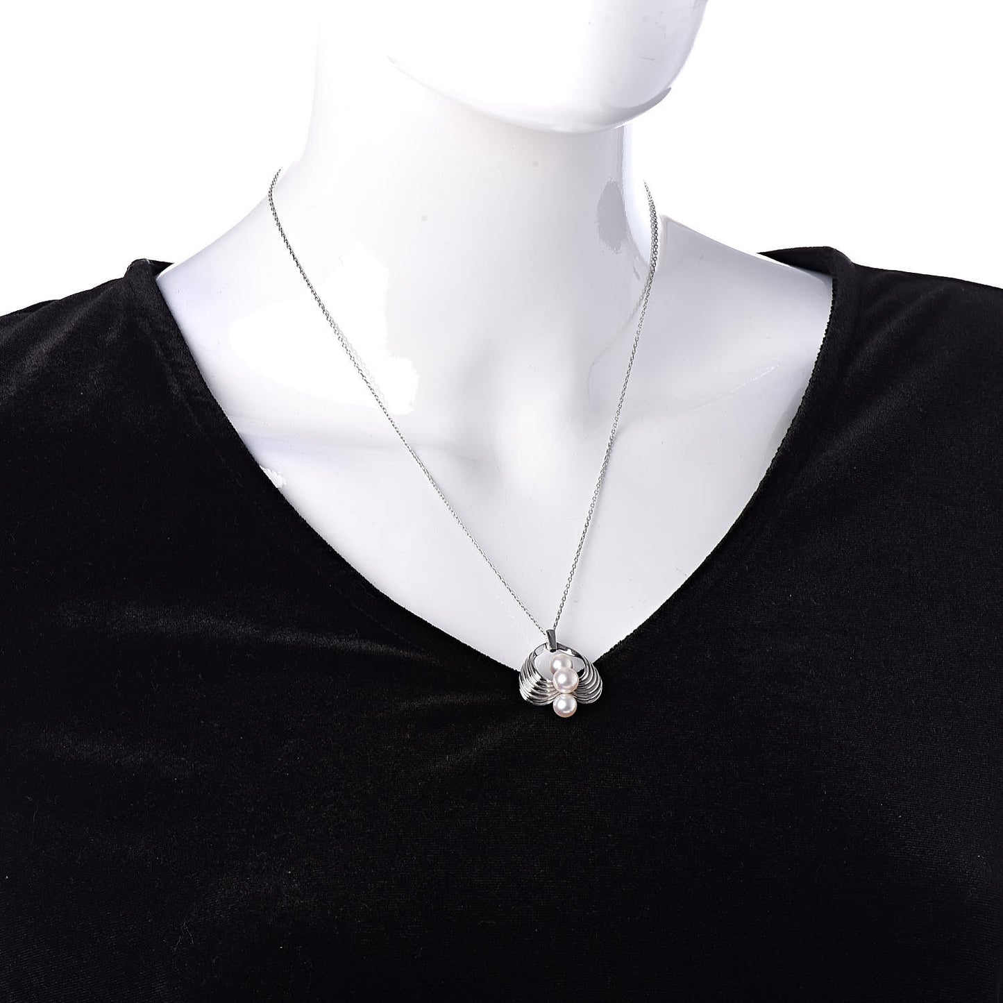 14K White Gold Akoya Pearl 6.5-7mm Pendant Necklace