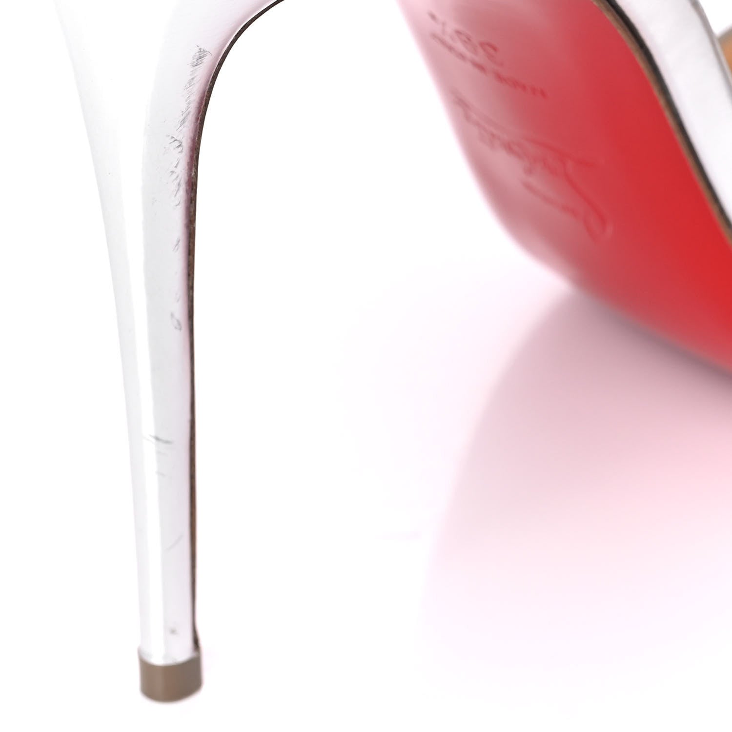 Christian Louboutin Specchio Calfskin Planetava 100 Spike Sandals 39.5 Silver 10 of 11