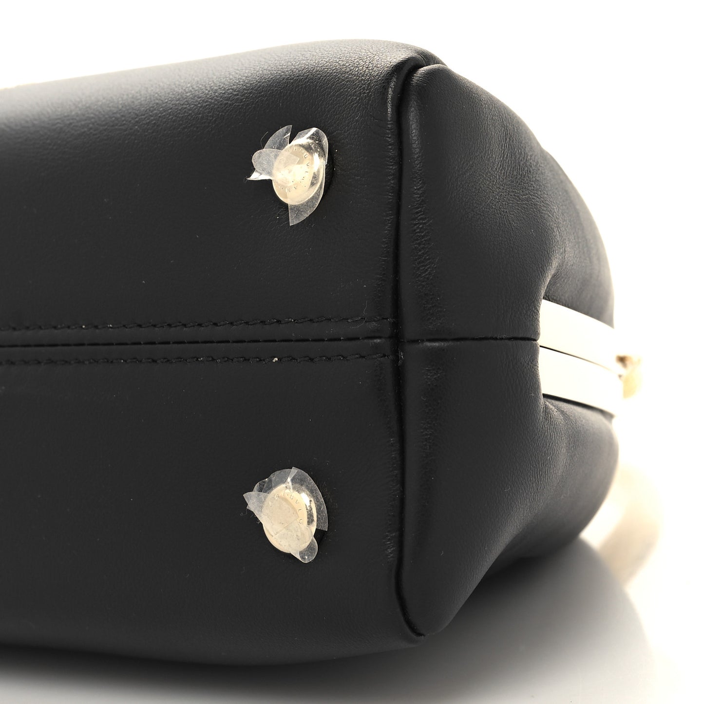 Soft Calfskin Serpentine Top Handle Bag Black