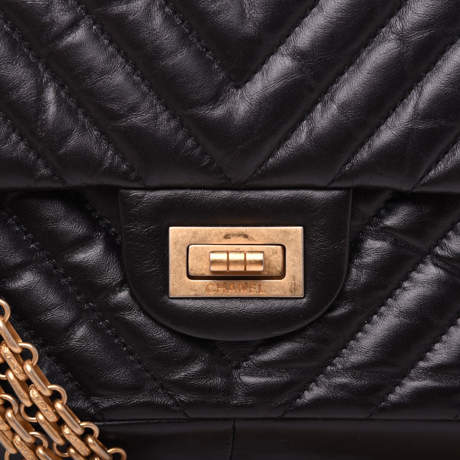 Chanel Aged Calfskin Chevron Quilted 2.55 Reissue 226 Flap Black 14 of 16