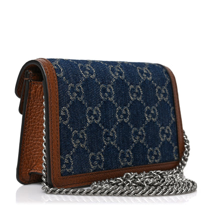 Gucci New Denim GG Monogram Dollar Calfskin Enamel Super Mini Dionysus Shoulder Bag Blue Tea Cuir Epilog Electric Blue 2 of 7